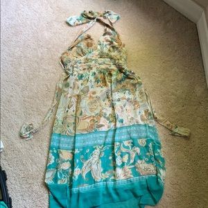 Halter floral knee length dress